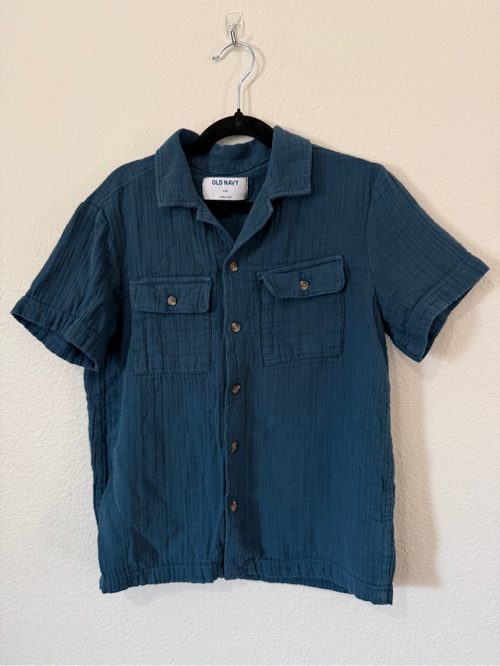 Old Navy Kids Short Sleeve Button-Down Shirt in Deep Teal